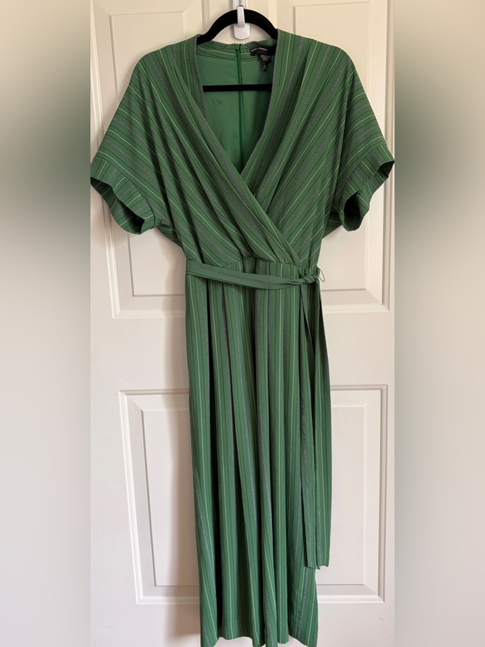 Maggy London Green Striped Jumpsuit